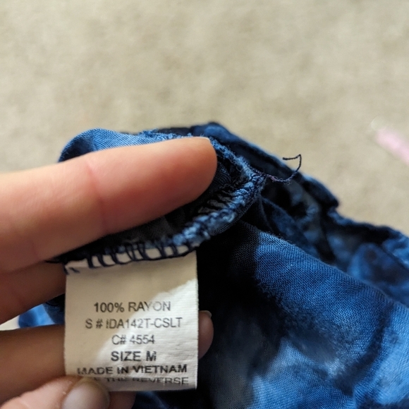 Sevengate Blue Tie Dye Shorts Romper Tie Waist Size Medium Pockets - Picture 4 of 11